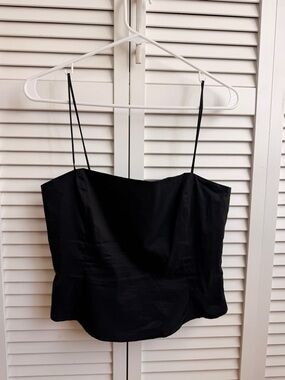 Theory Black Square Neck Slip Tank